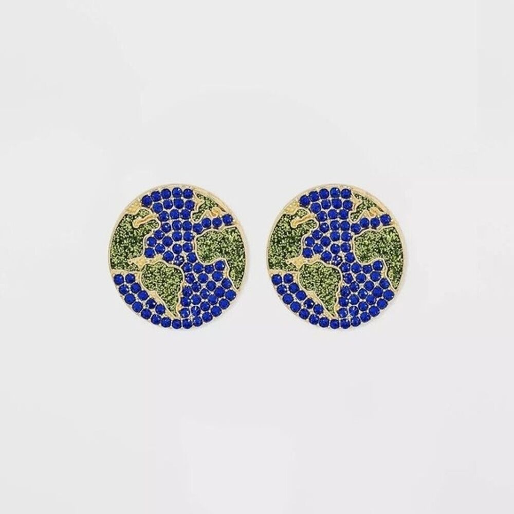 Sugarfix Baublebar Globetrotter Earrings Women OS Blue Green Earth Crystal Studs